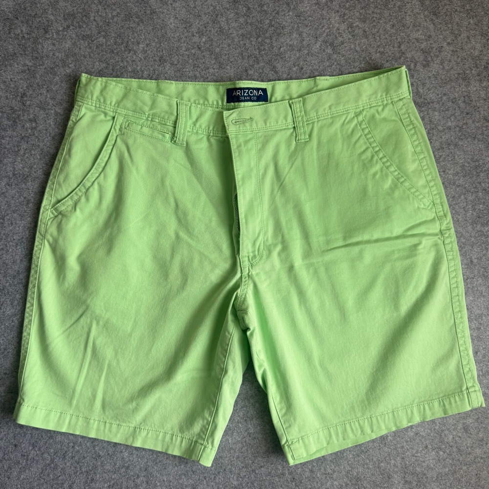 Arizona Jean Co Mens Size 40 Lime Green Flex Classic Fit Flat Front Chino Shorts